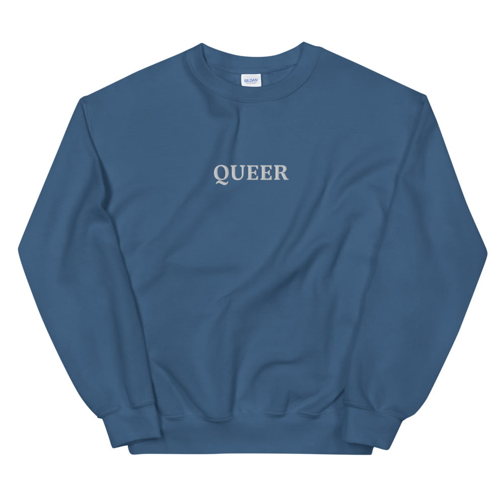 unisex crew neck sweatshirt indigo blue front 619bbb6018b93