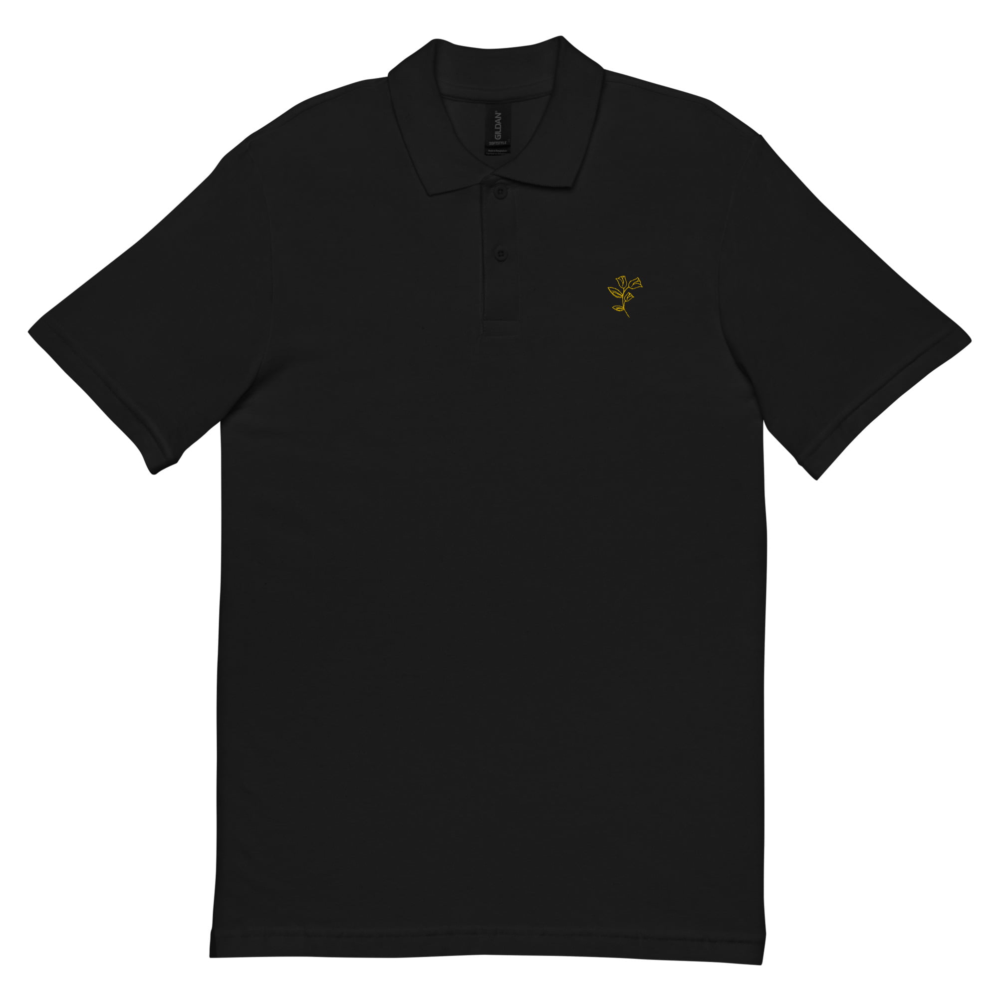 unisex pique polo shirt black front 6475c6f81ec11