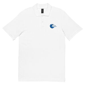 unisex pique polo shirt white front 6475a8c539010