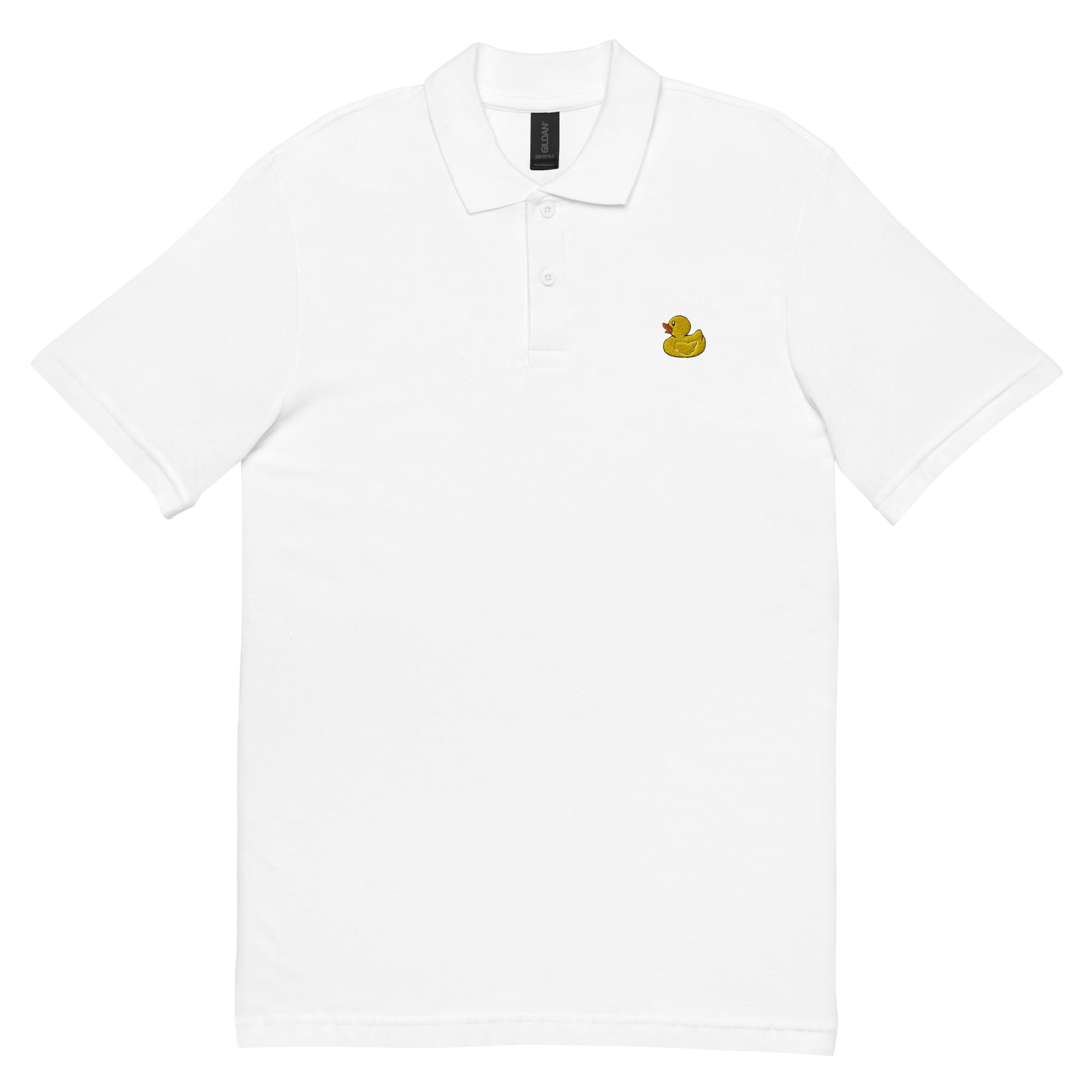 unisex pique polo shirt white front 64771e4a18dc6