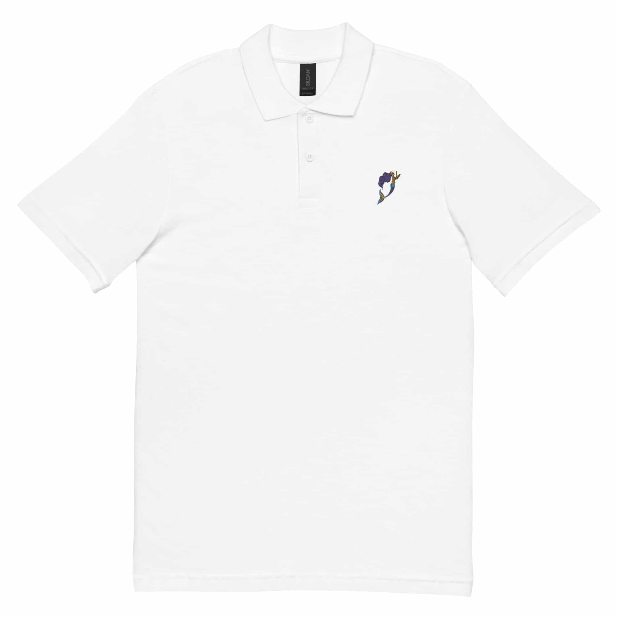 unisex pique polo shirt white front 6478b02772cb9